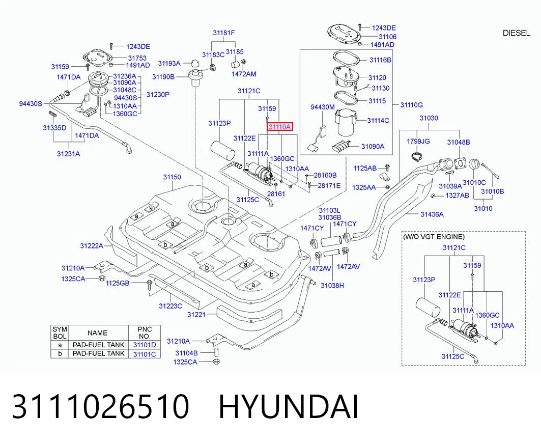 3111026510 Hyundai/Kia Електробензонасос