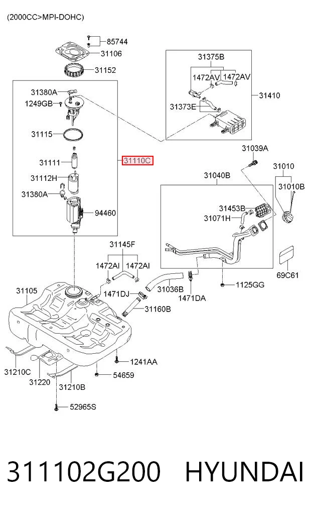 311102G200 Hyundai/Kia Електробензонасос