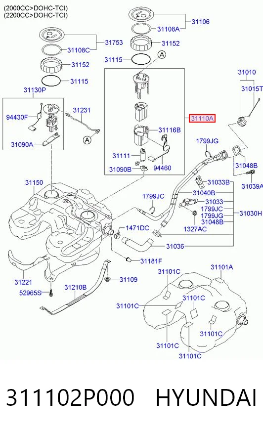 Електробензонасос на Hyundai Santa Fe II CM