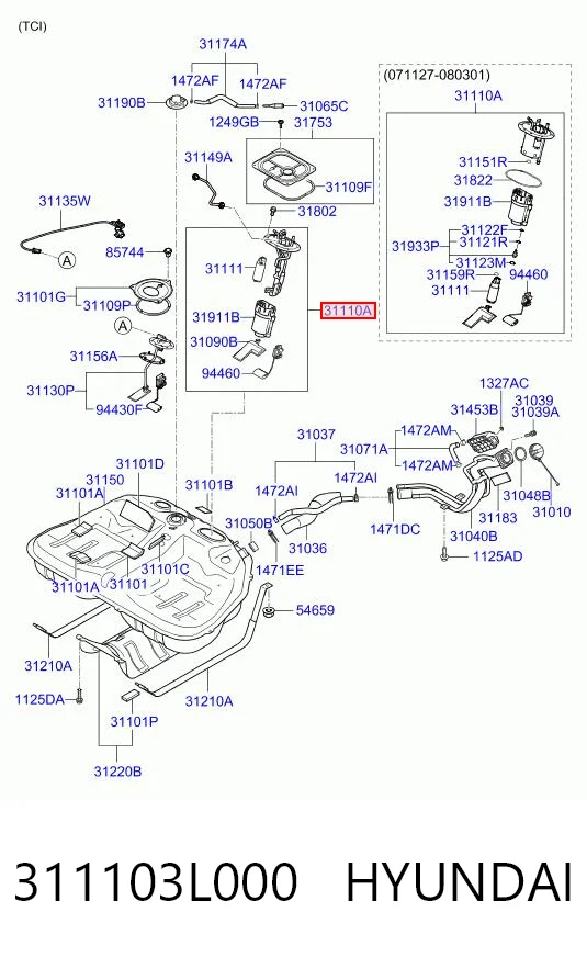 Паливний насос електричний, погружной на Hyundai Grandeur  TG
