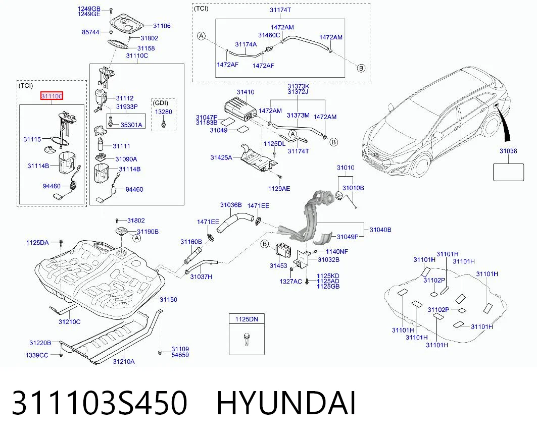 311103S450 Hyundai/Kia Паливний насос електричний, погружной