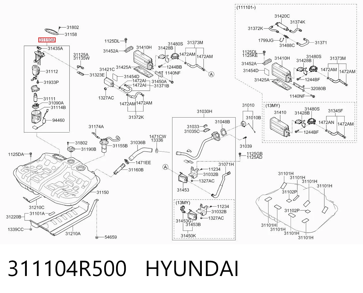 311104R500 Hyundai/Kia Електробензонасос