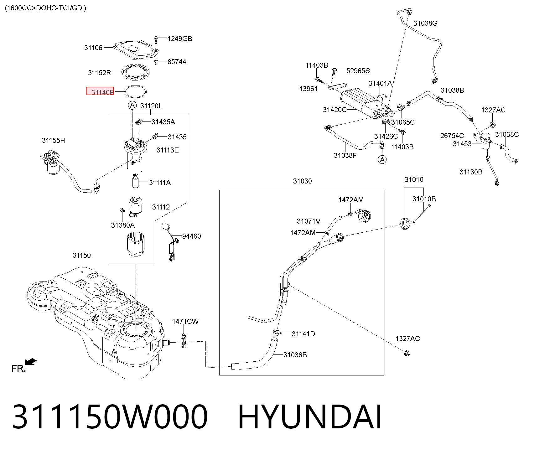 311150W000 Hyundai/Kia Прокладка датчика рівня (палив.бак)