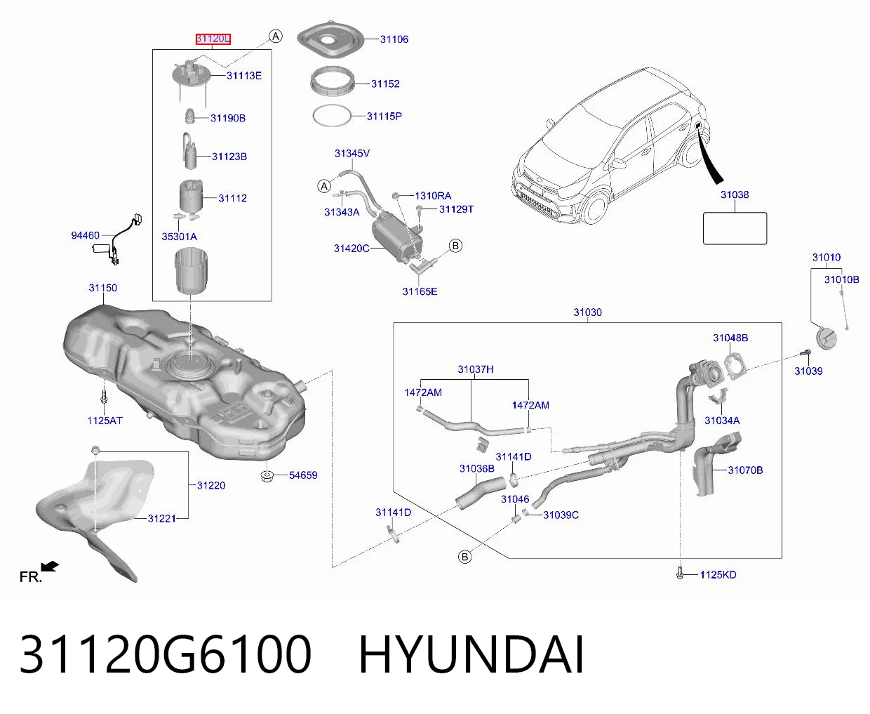 31120G6100 Hyundai/Kia Електробензонасос