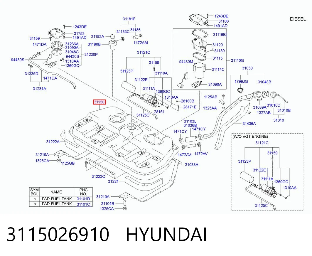 Бак паливний на Hyundai Santa Fe I SM