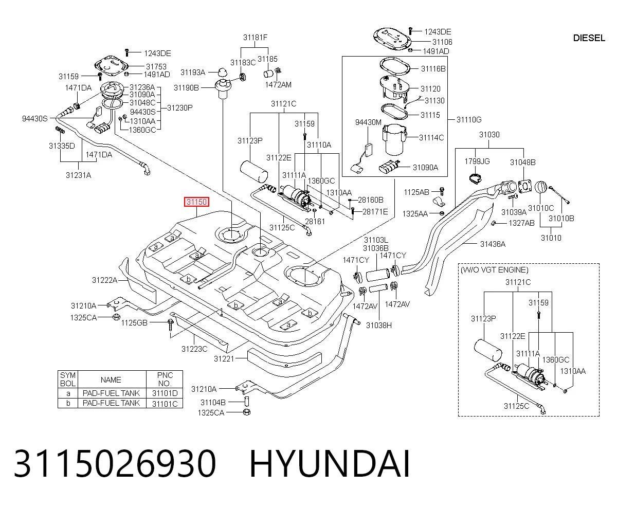 Б/бак Hyundai Santa Fe I позашляховик (SM) (2000 - 2006) ціна, від 166.67 USD