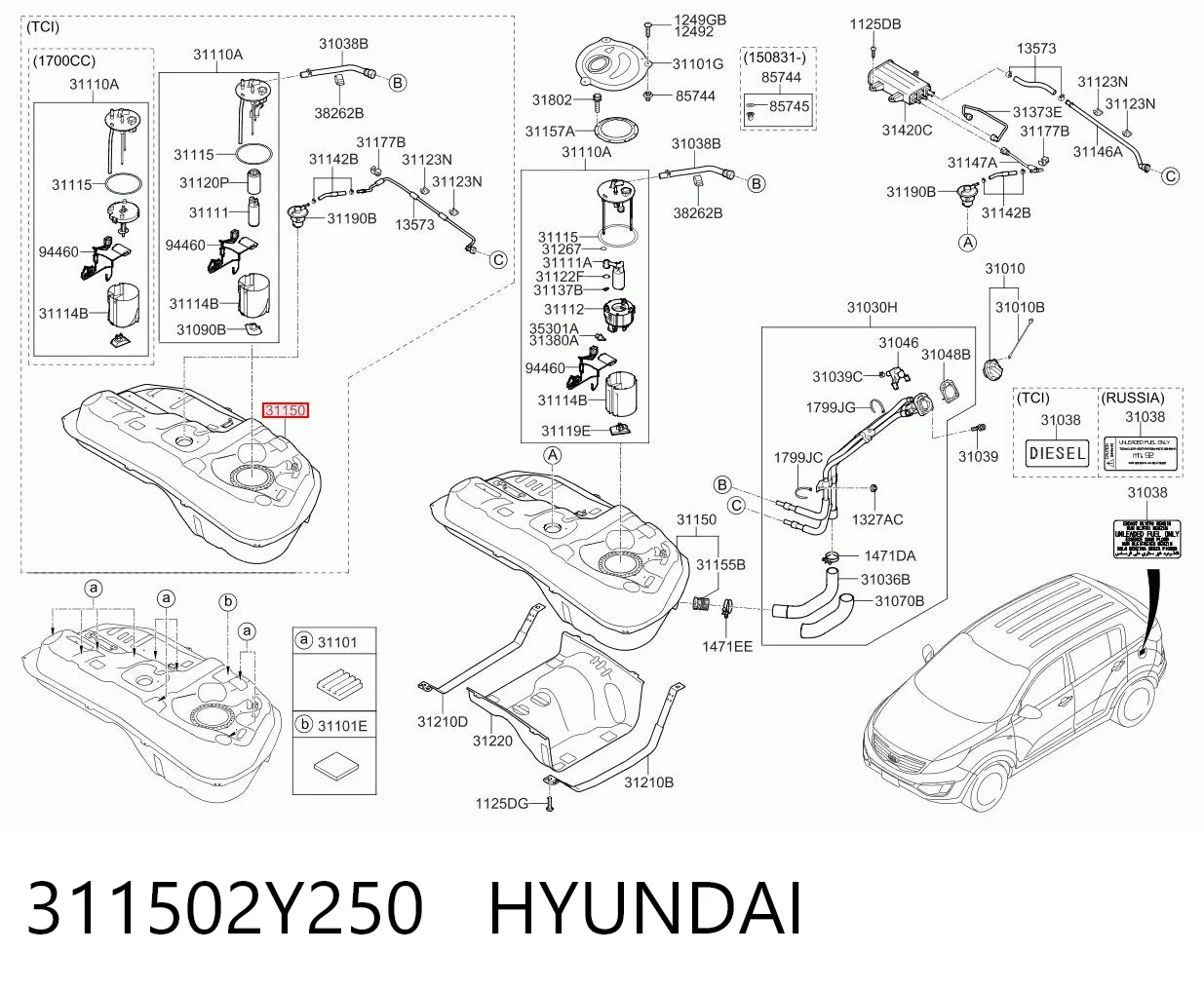 Бак паливний на KIA Sportage III SL