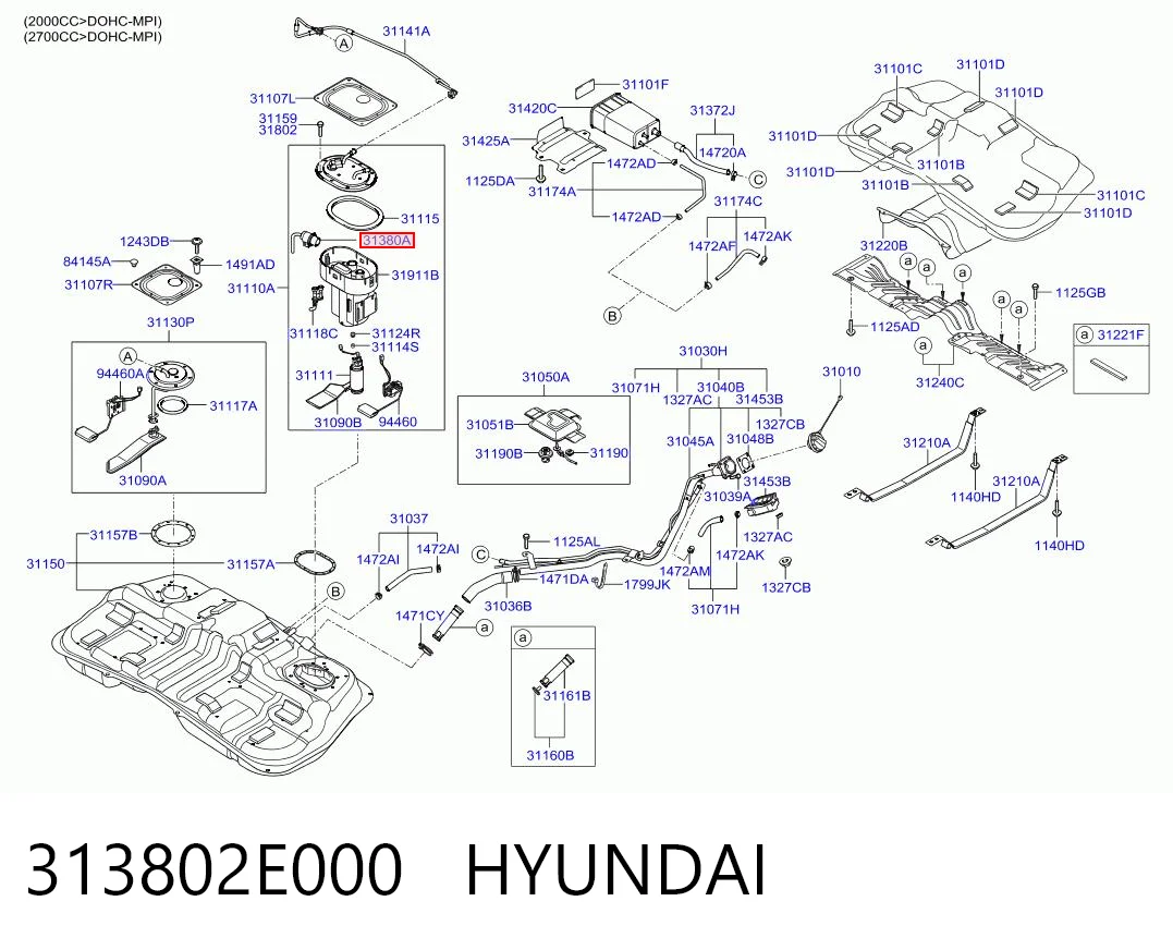 313802E000 Hyundai/Kia Регулятор тиску палива модуля паливного насосу в баці
