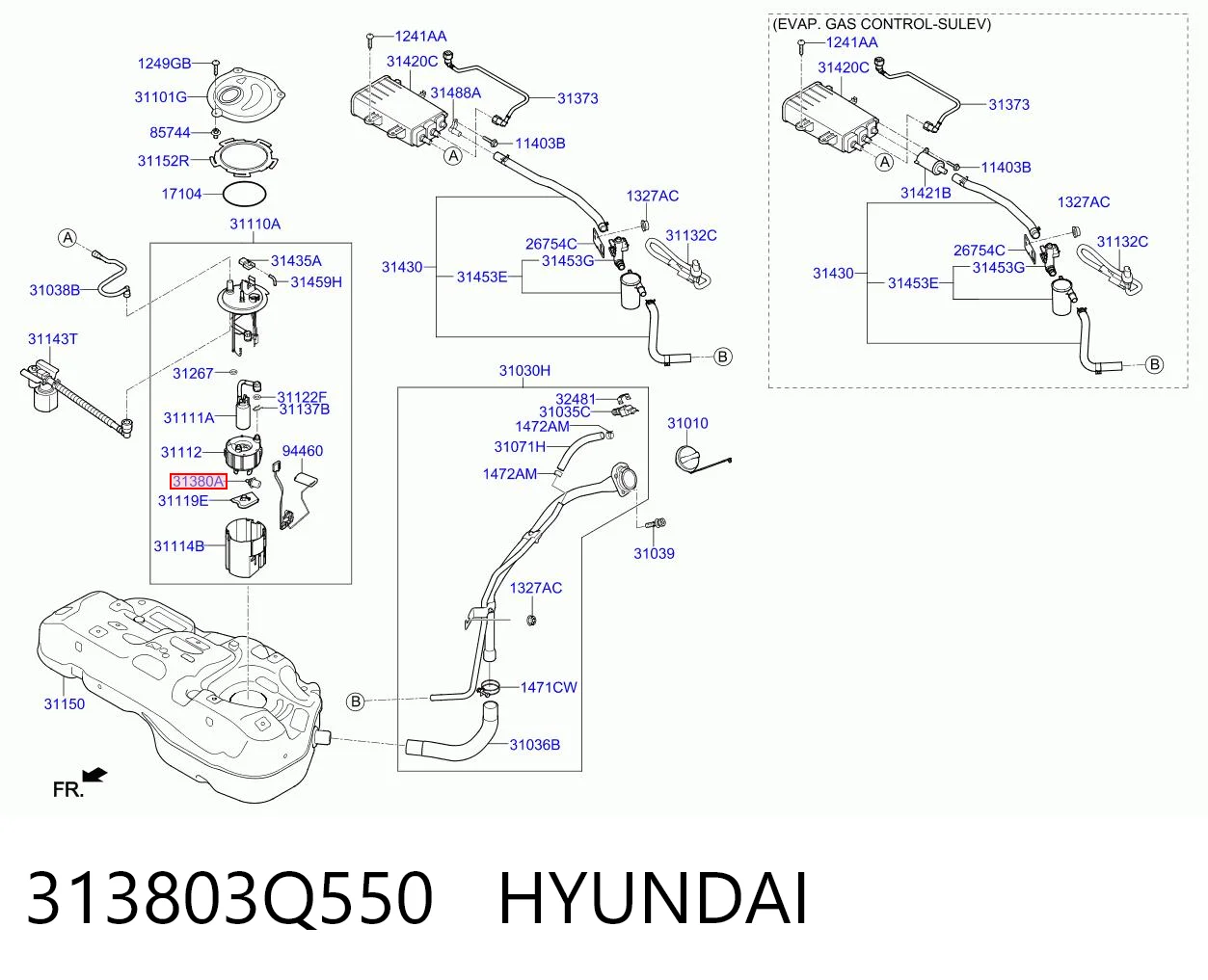 313803Q550 Hyundai/Kia Регулятор тиску палива