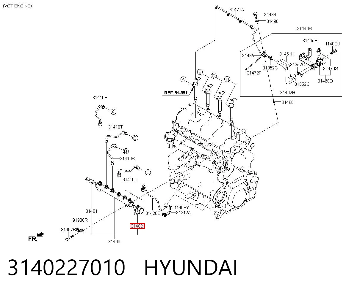 3140227010 Hyundai/Kia Регулятор тиску палива