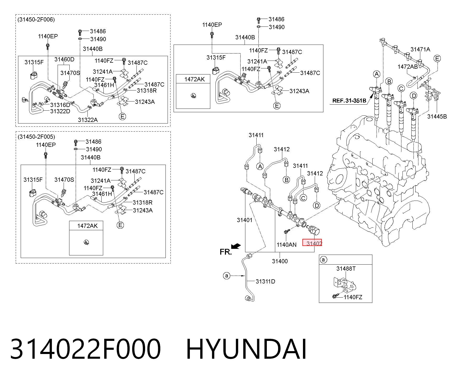 Регулятор тиску палива в паливній рейці Hyundai Santa Fe II