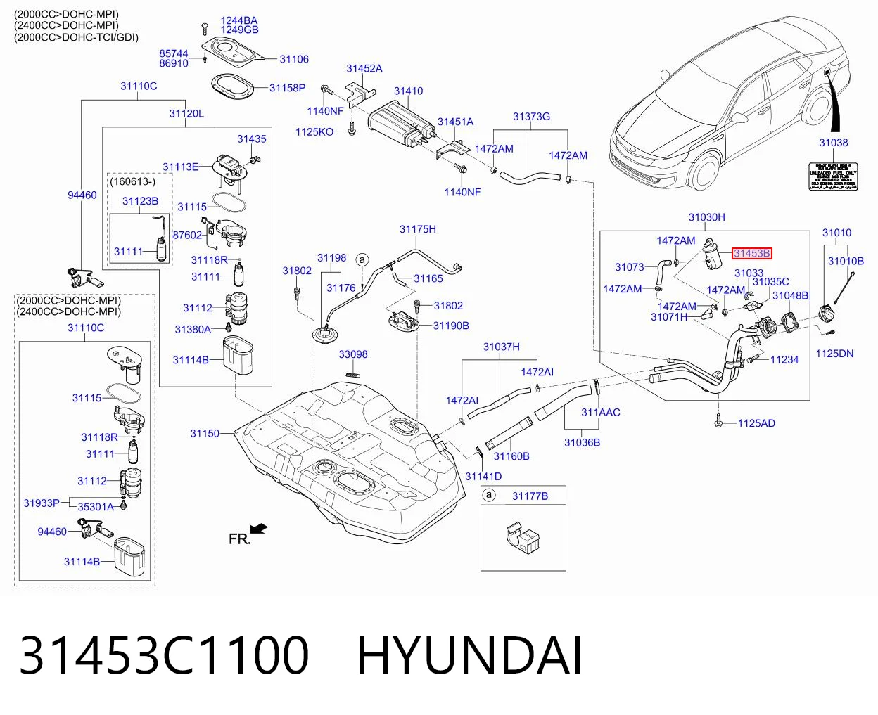 31453C1100 Hyundai/Kia Фільтр-адсорбер паливних парів