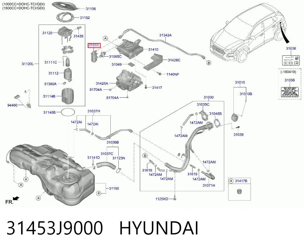 31453J9000 Hyundai/Kia Фільтр-адсорбер паливних парів