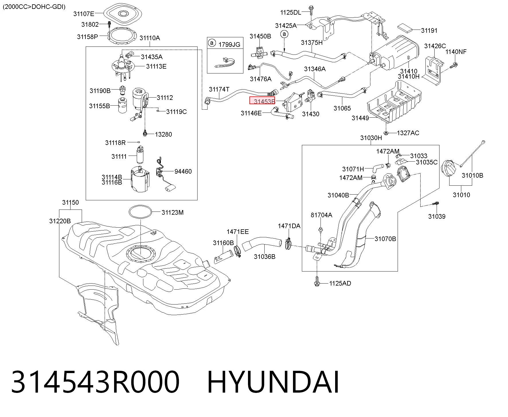314543R000 Hyundai/Kia Фільтр бака паливних парів