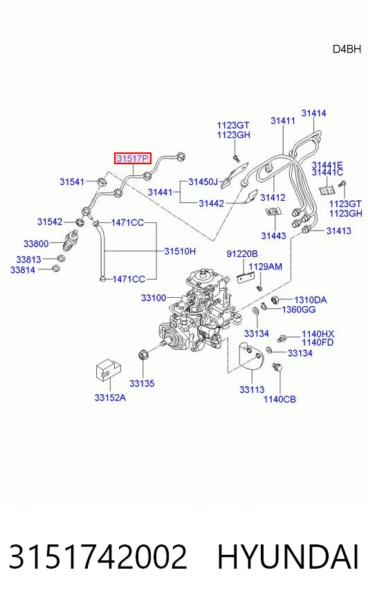 3151742002 Hyundai/Kia Трубка паливна, зворотня від форсунок