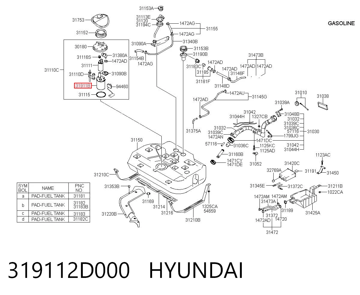 319112D000 Hyundai/Kia Фільтр палива