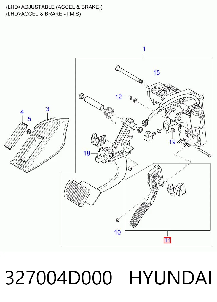 327004D000 Hyundai/Kia Педаль газу (акселератора)