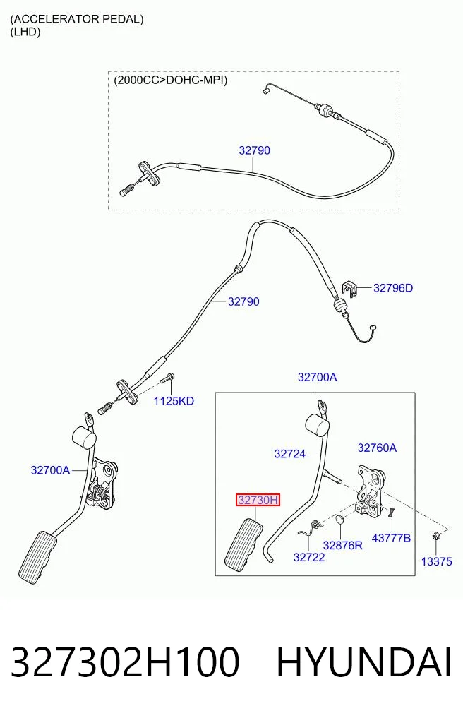 327302H100 Hyundai/Kia Накладка педалі газу (акселератора)