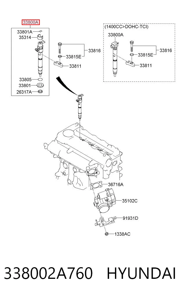 338002A760 Hyundai/Kia Форсунка вприску палива