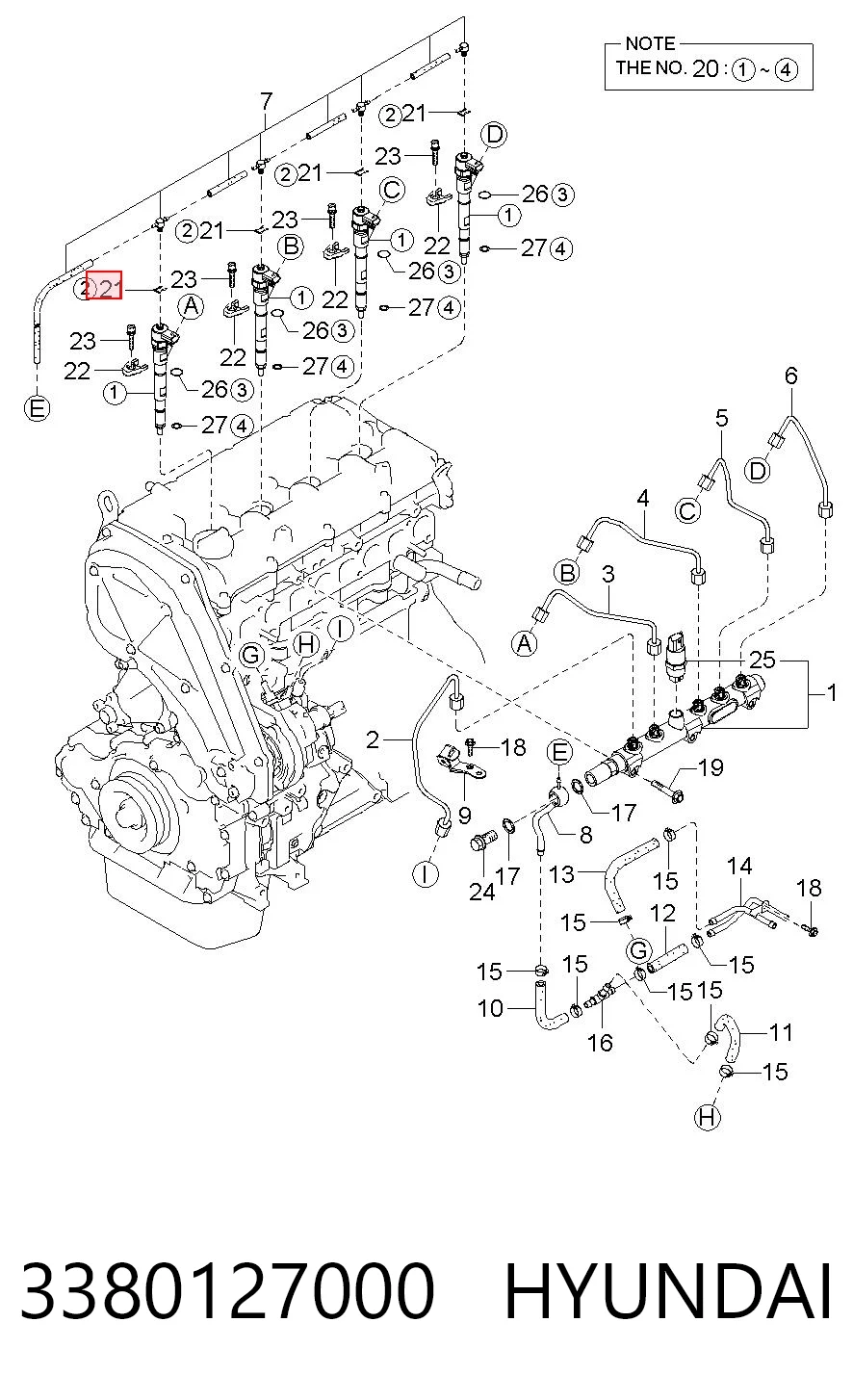 3380127000 Hyundai/Kia Скоба фіксації трубок зворотного потоку форсунок