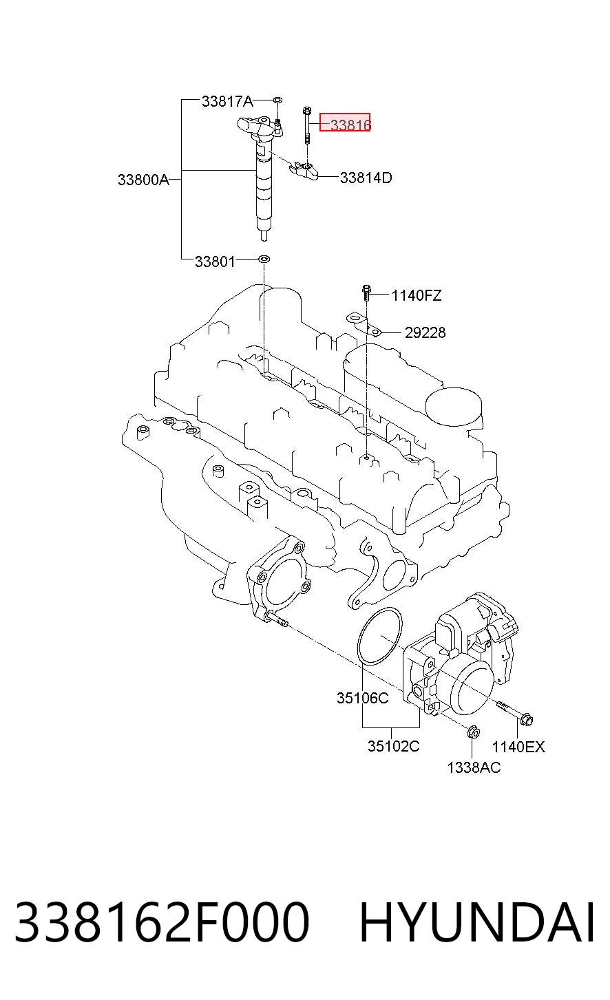338162F000 Hyundai/Kia Болт кріплення форсунки