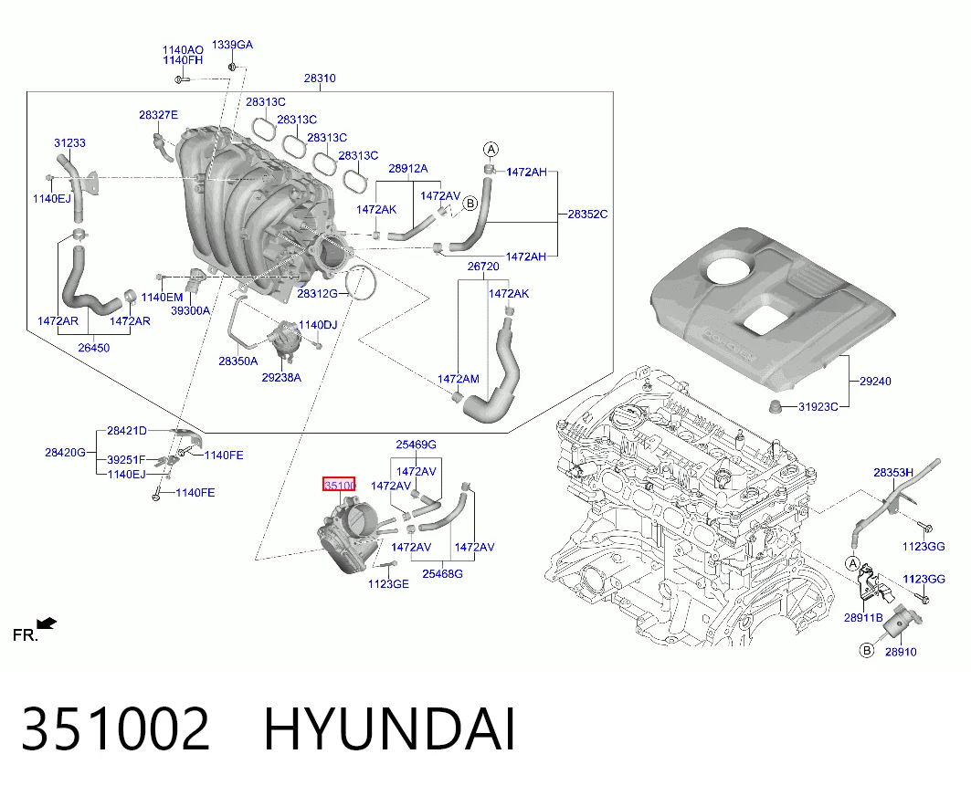351002 Hyundai/Kia Дросільна заслінка в зборі