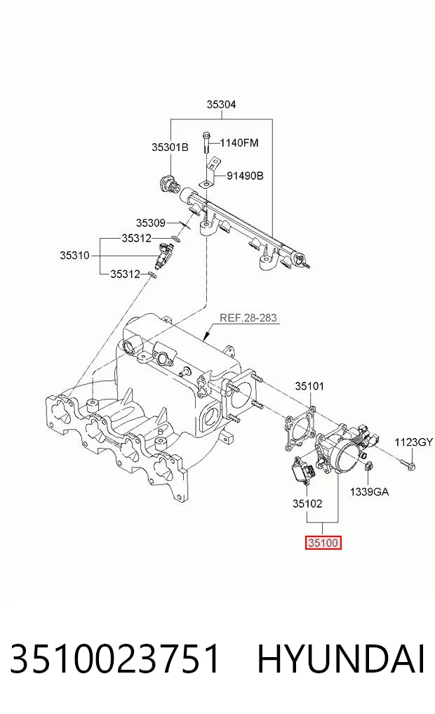 3510023751 Hyundai/Kia Дросільна заслінка в зборі