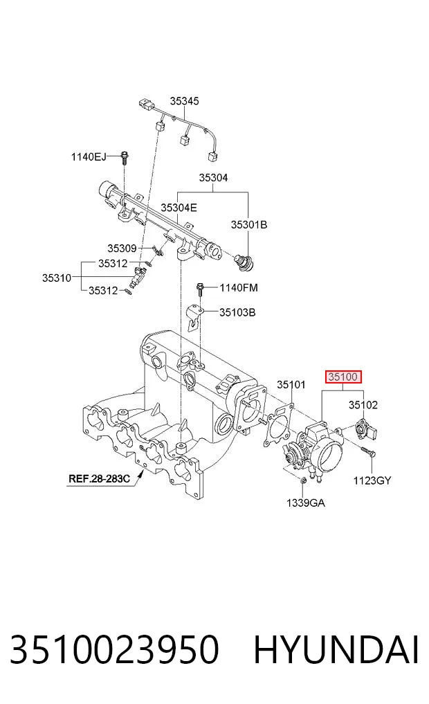 3510023950 Hyundai/Kia Дросільна заслінка в зборі