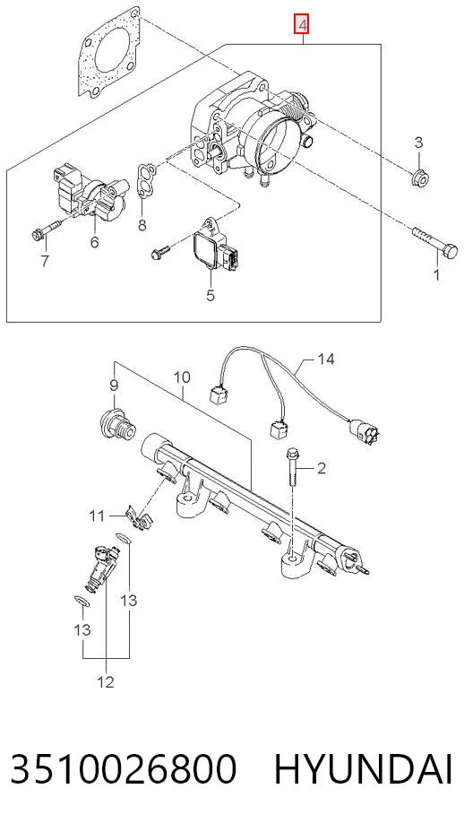 3510026800 Hyundai/Kia Дросільна заслінка в зборі