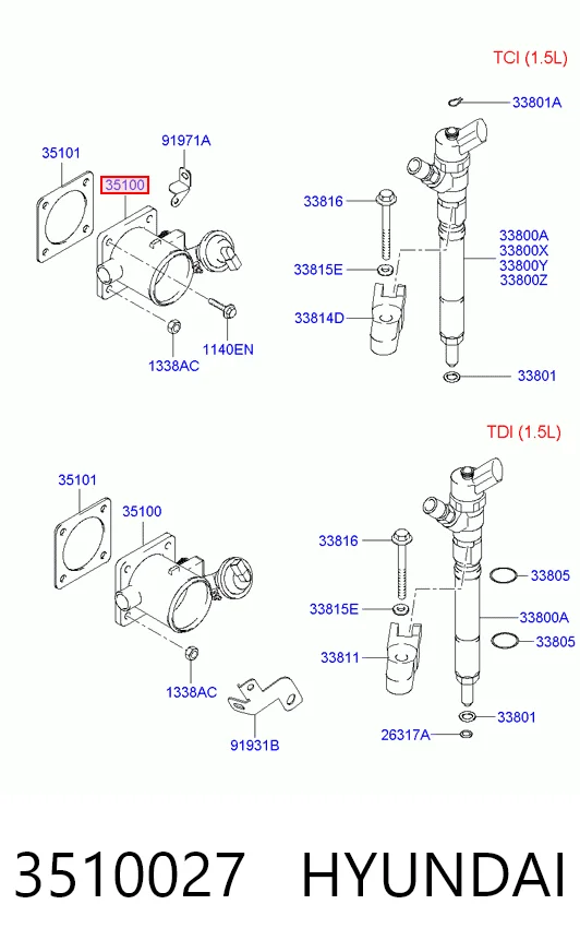 3510027 Hyundai/Kia Дросільна заслінка в зборі