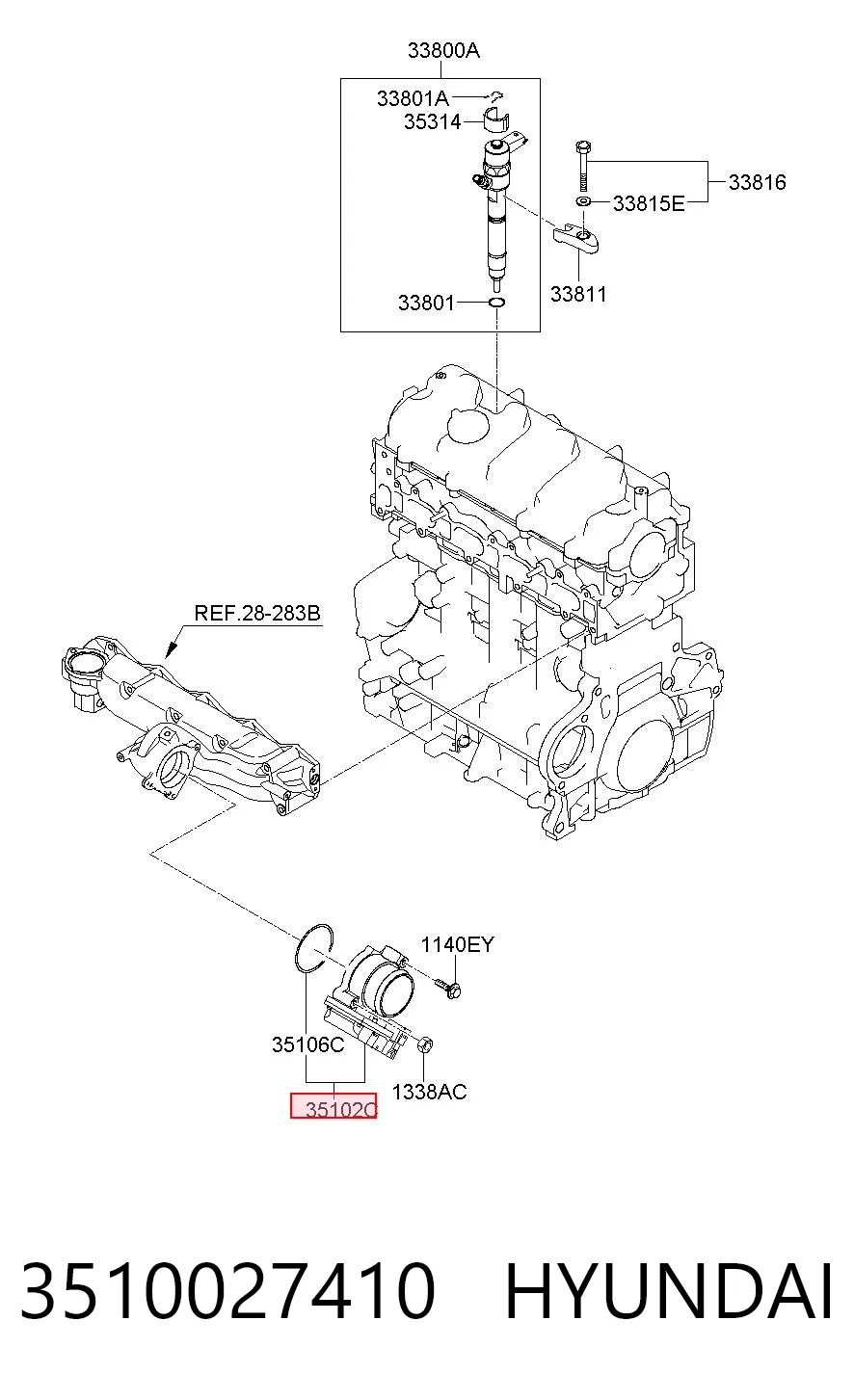 3510027410 Hyundai/Kia Дросільна заслінка в зборі