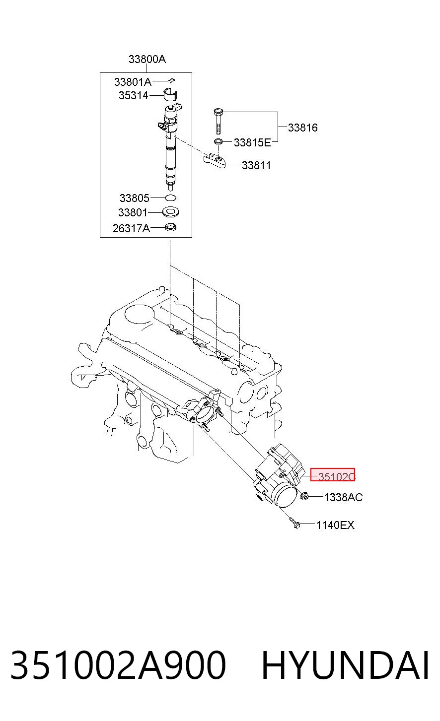 351002A900 Hyundai/Kia Дросільна заслінка в зборі