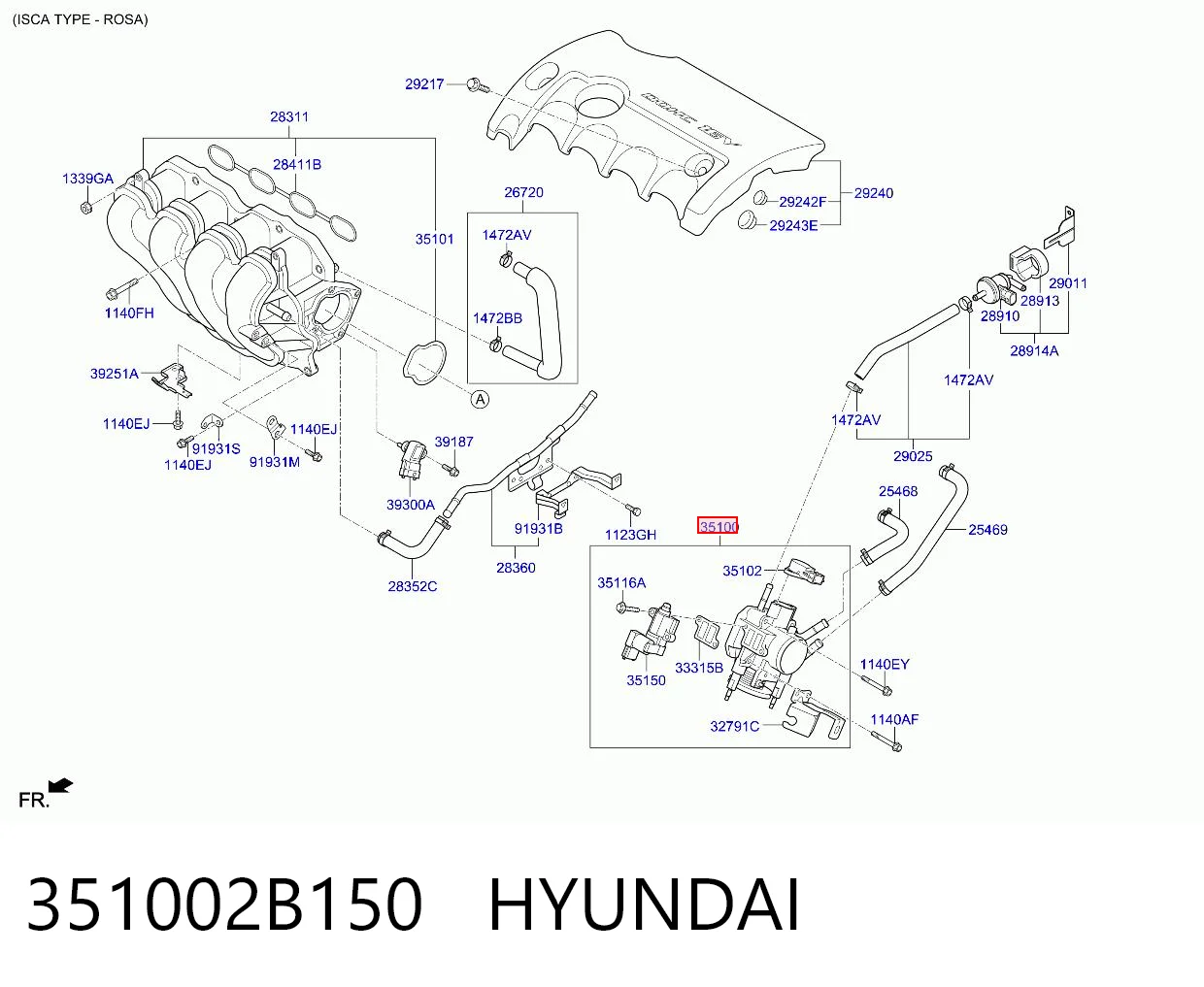 Дросільна заслінка в зборі на KIA Rio III UB