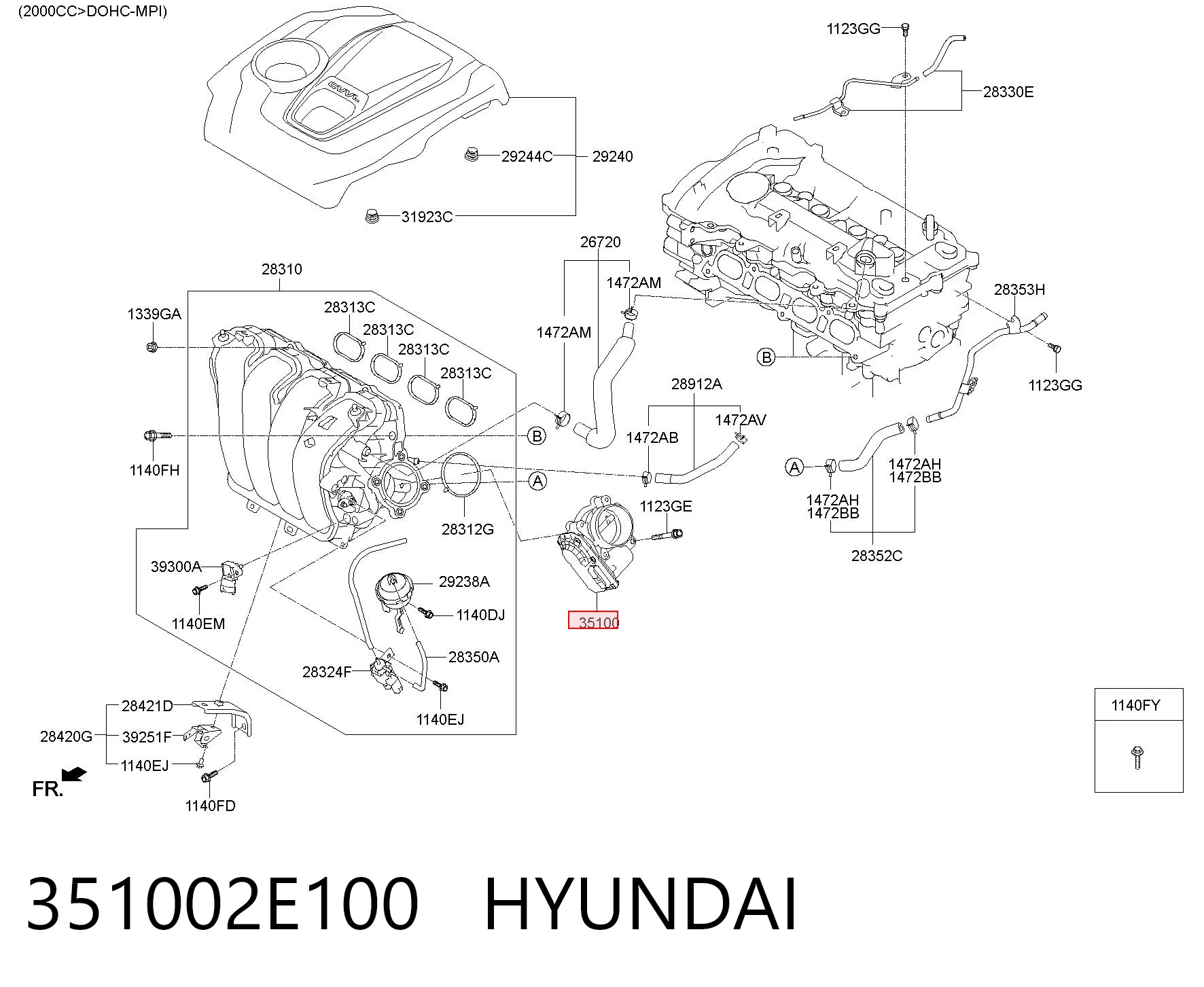 Дросільна заслінка в зборі на Hyundai Sonata VII LF