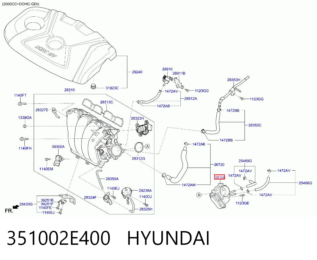 351002E400 Hyundai/Kia Дросільна заслінка в зборі