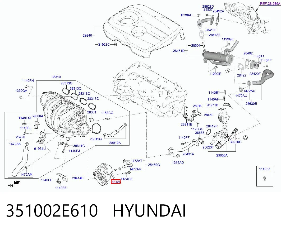 351002E610 Hyundai/Kia Дросільна заслінка в зборі