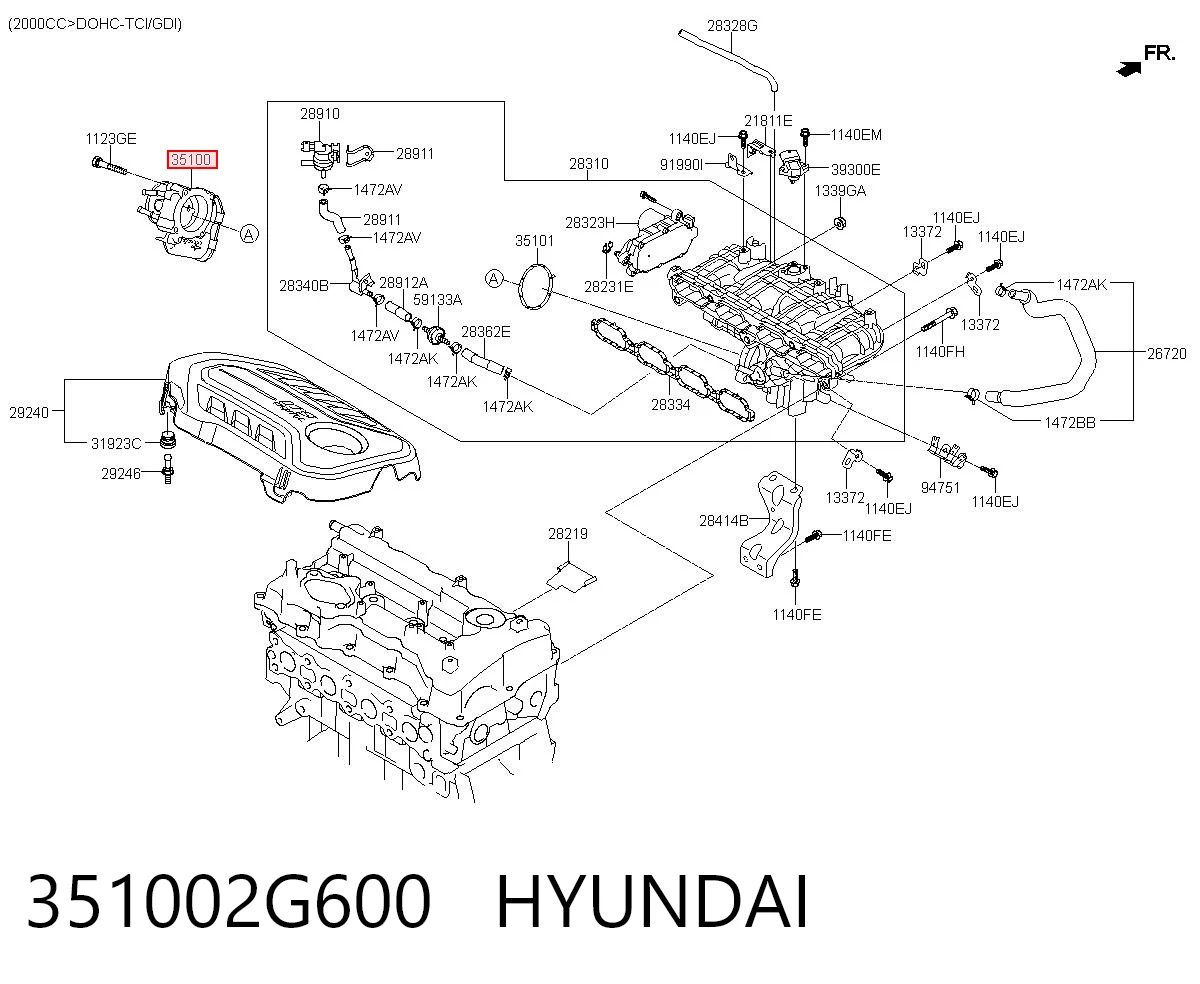 351002G600 Hyundai/Kia Дросільна заслінка в зборі