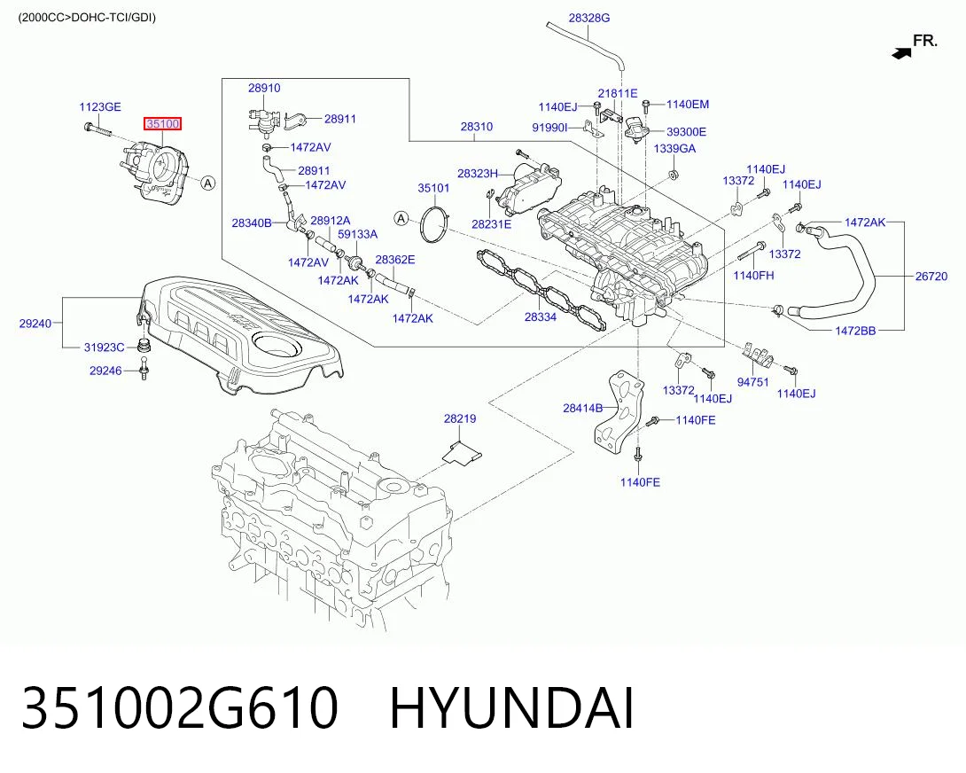 351002G610 Hyundai/Kia Дросільна заслінка в зборі