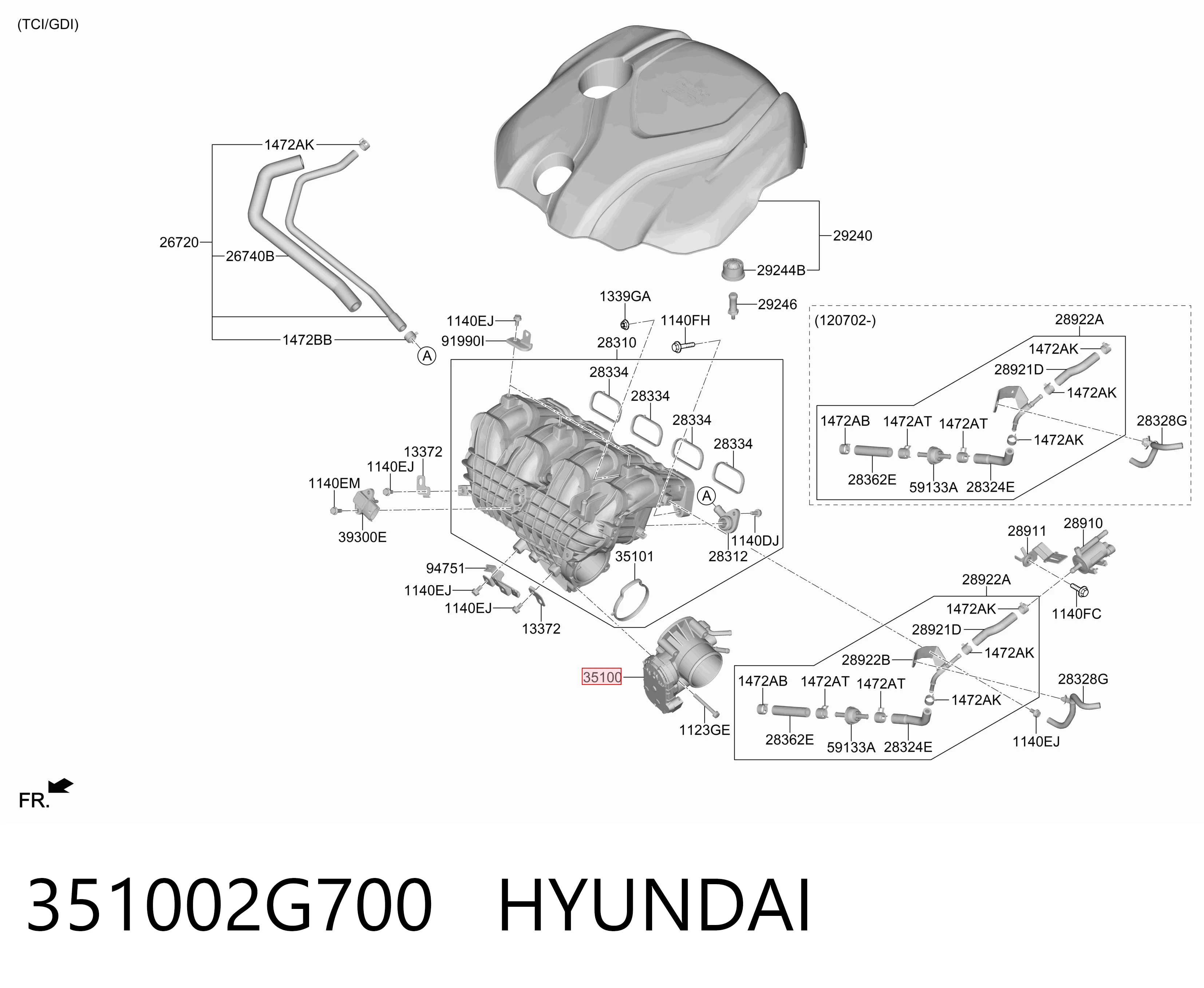 Дросільна заслінка в зборі на KIA Sorento II XM