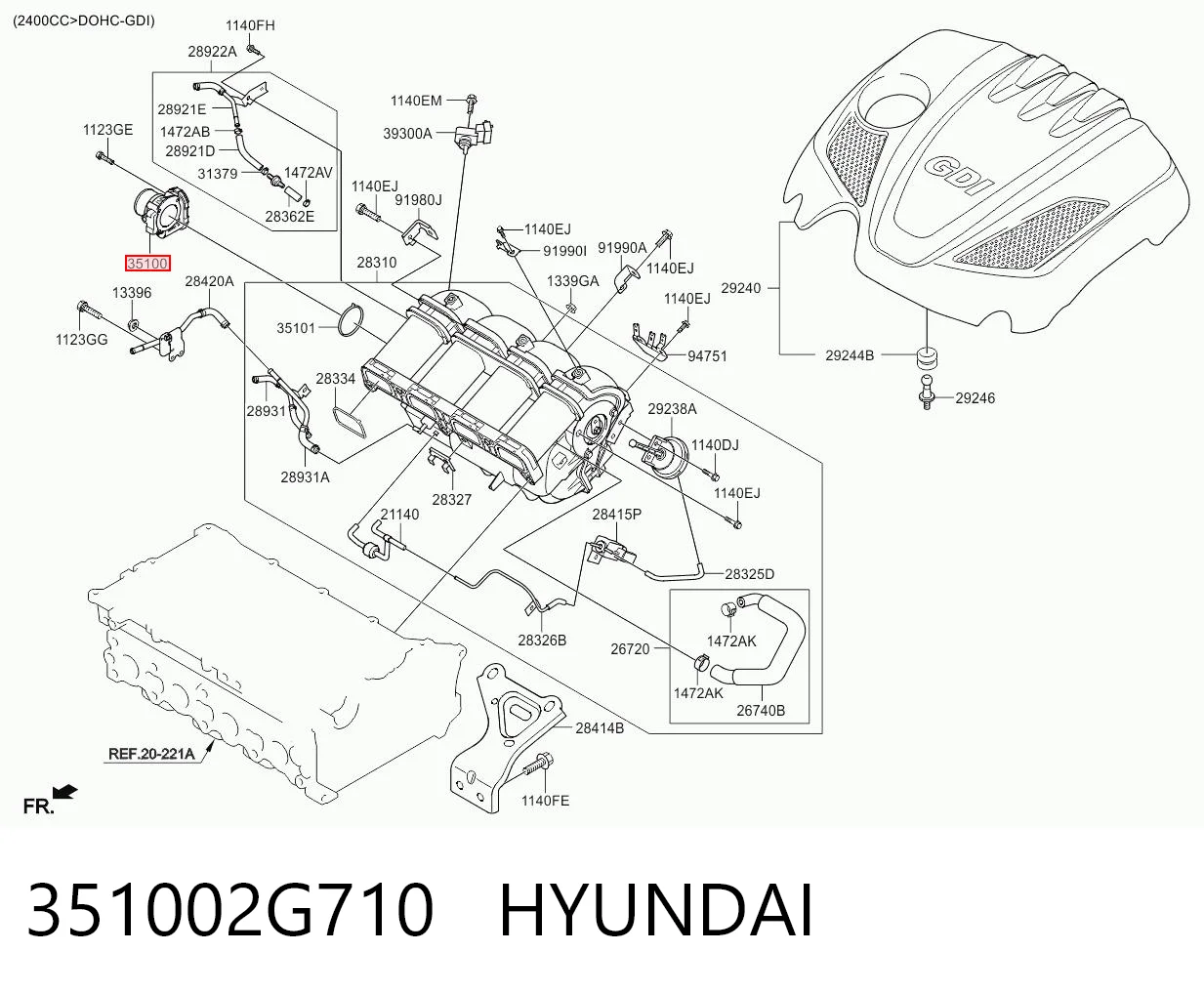 351002G710 Hyundai/Kia Дросільна заслінка в зборі