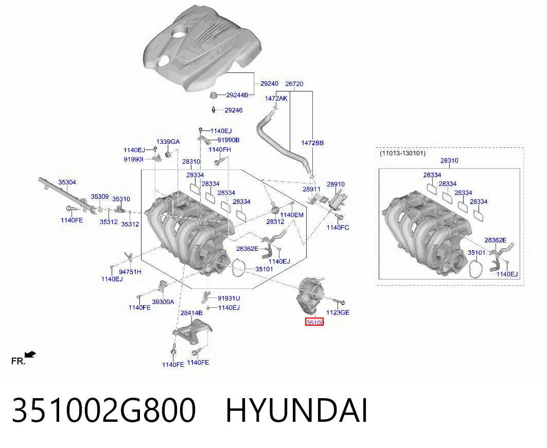 351002G800 Hyundai/Kia Дросільна заслінка в зборі