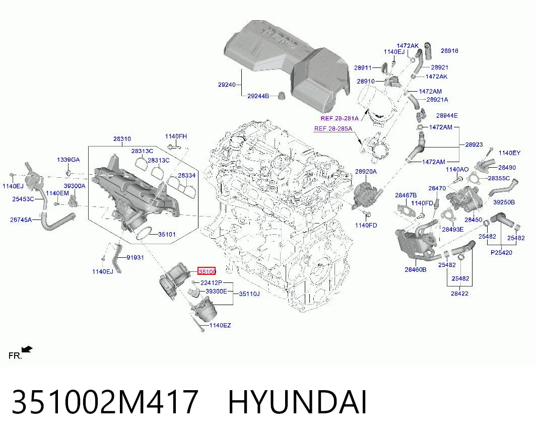 351002M417 Hyundai/Kia Дросільна заслінка в зборі