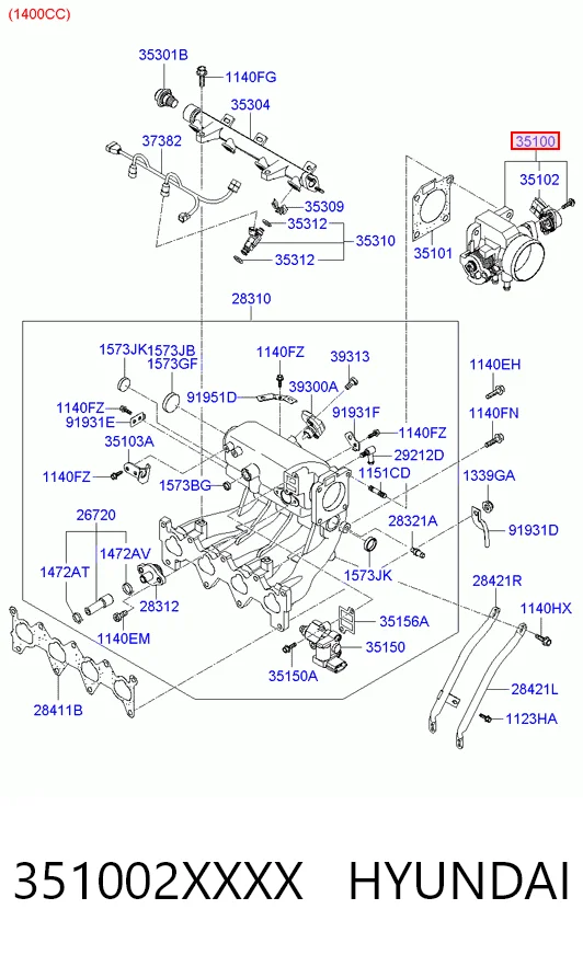 351002XXX Hyundai/Kia Дросільна заслінка в зборі