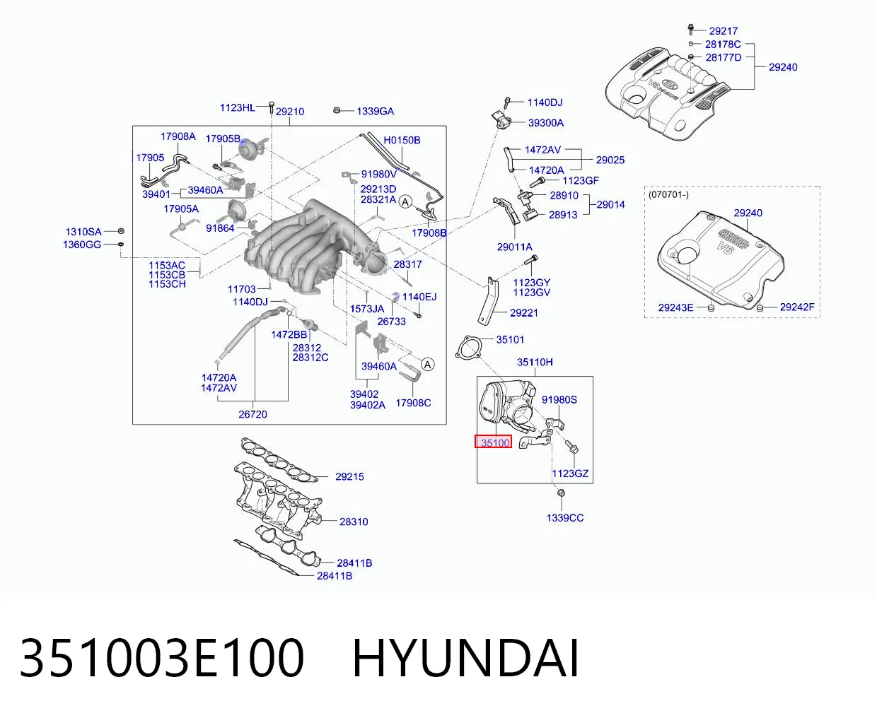 Дросільна заслінка в зборі на Hyundai Santa Fe II CM