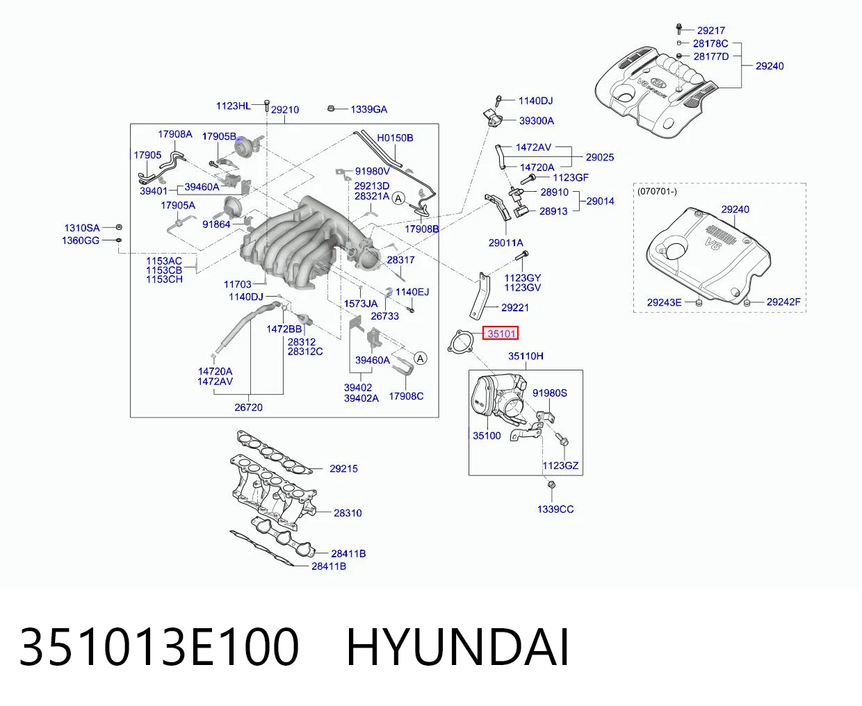 Прокладка дросельної заслінки Hyundai Santa Fe II позашляховик (CM) (2006 - 2012) ціна, від 2.54 USD