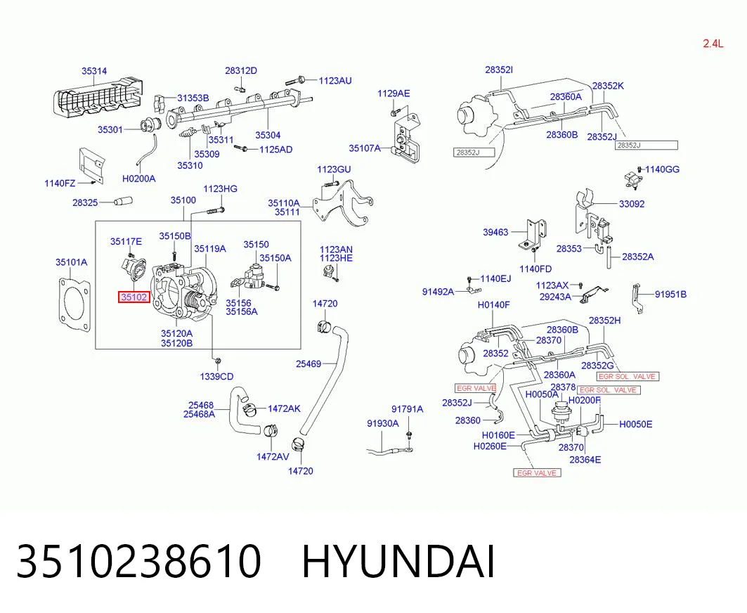 3510238610 Hyundai/Kia Датчик положення дросельної заслінки (потенціометр)