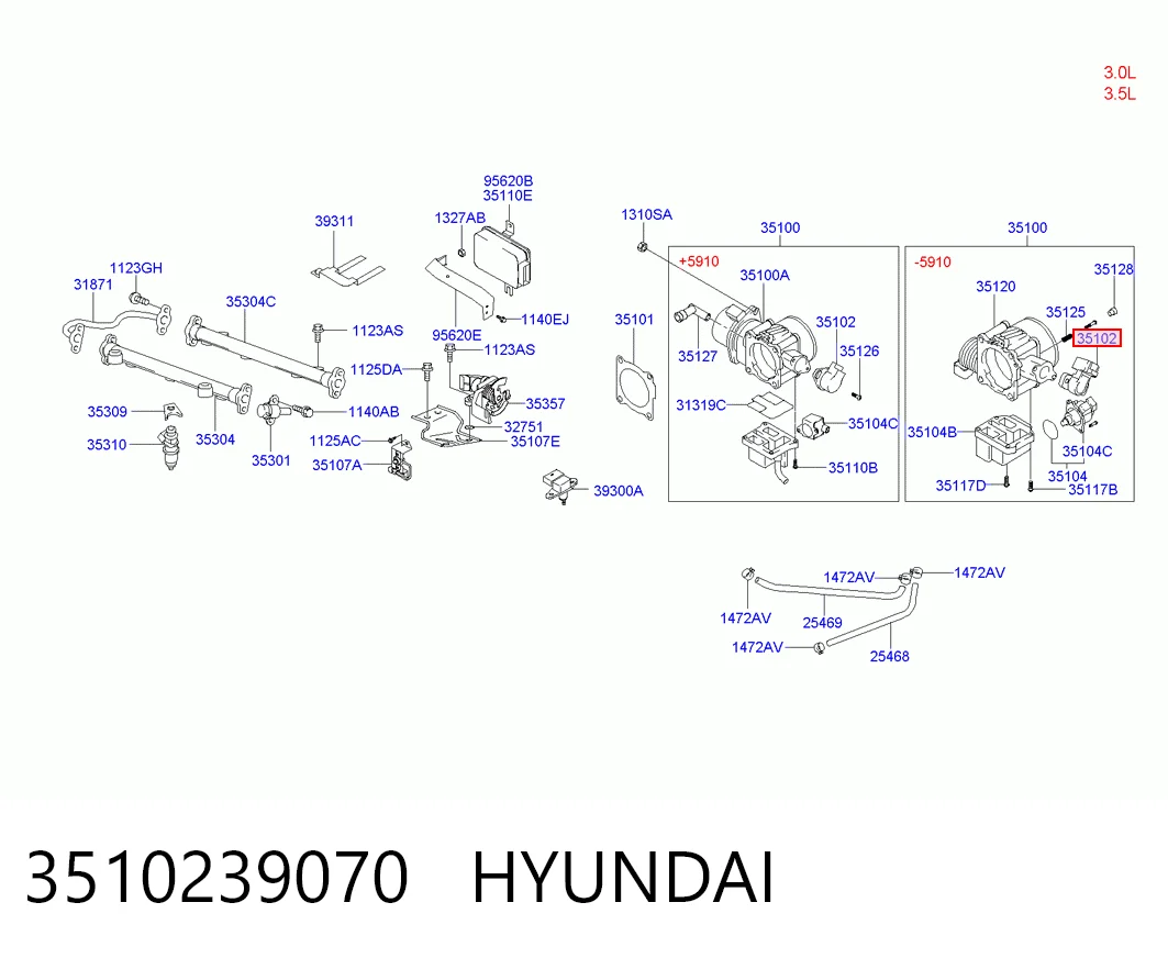 3510239070 Hyundai/Kia Датчик положення дросельної заслінки (потенціометр)