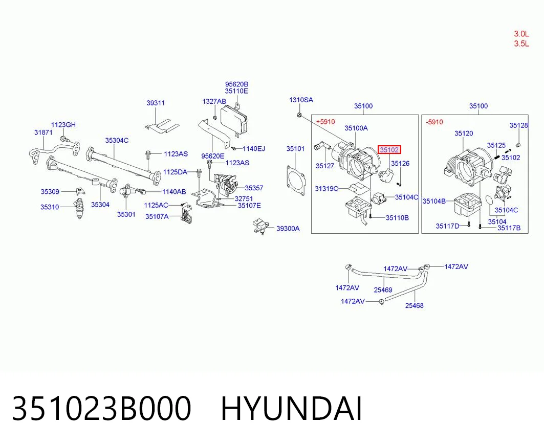 351023B000 Hyundai/Kia Датчик положення дросельної заслінки (потенціометр)