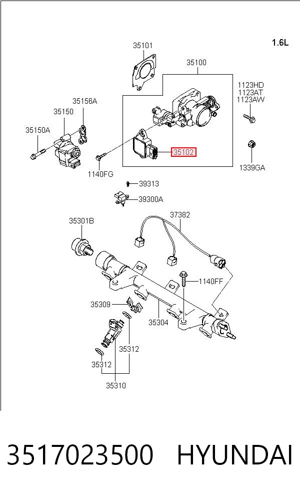 3517023500 Hyundai/Kia Датчик положення дросельної заслінки (потенціометр)