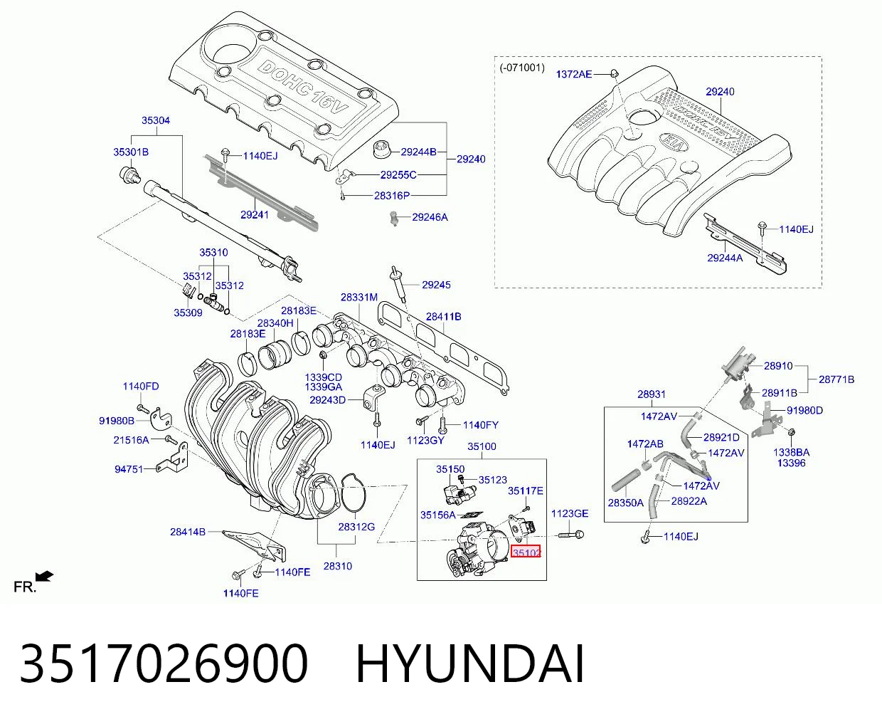 3517026900 Hyundai/Kia Датчик положення дросельної заслінки (потенціометр)